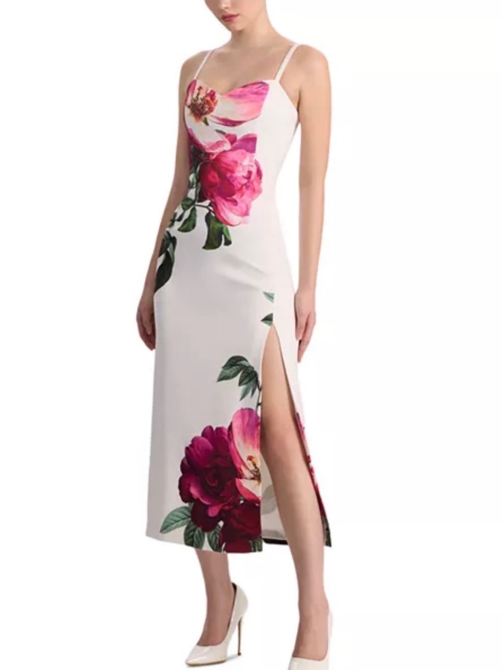 Alice + Olivia Floral Midi Dress NWT Size 0 Pink Empress Bloom